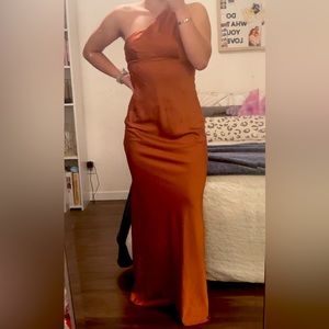 NWT SHOWPO ONE SHOULDER BEADED STRAP SATIN MAXI DRESS